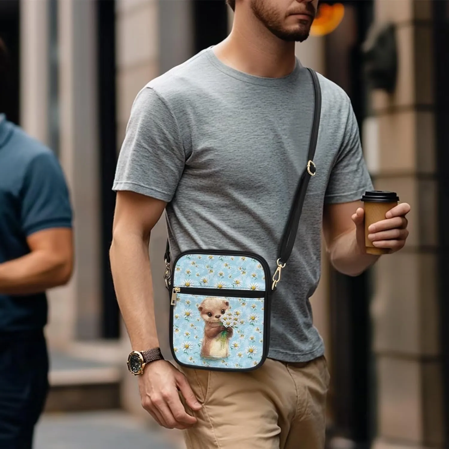 9.5 inch Leather Messenger Bag Sling Bag Crossbody Shoulder Bags for Travel Work Business Men Women