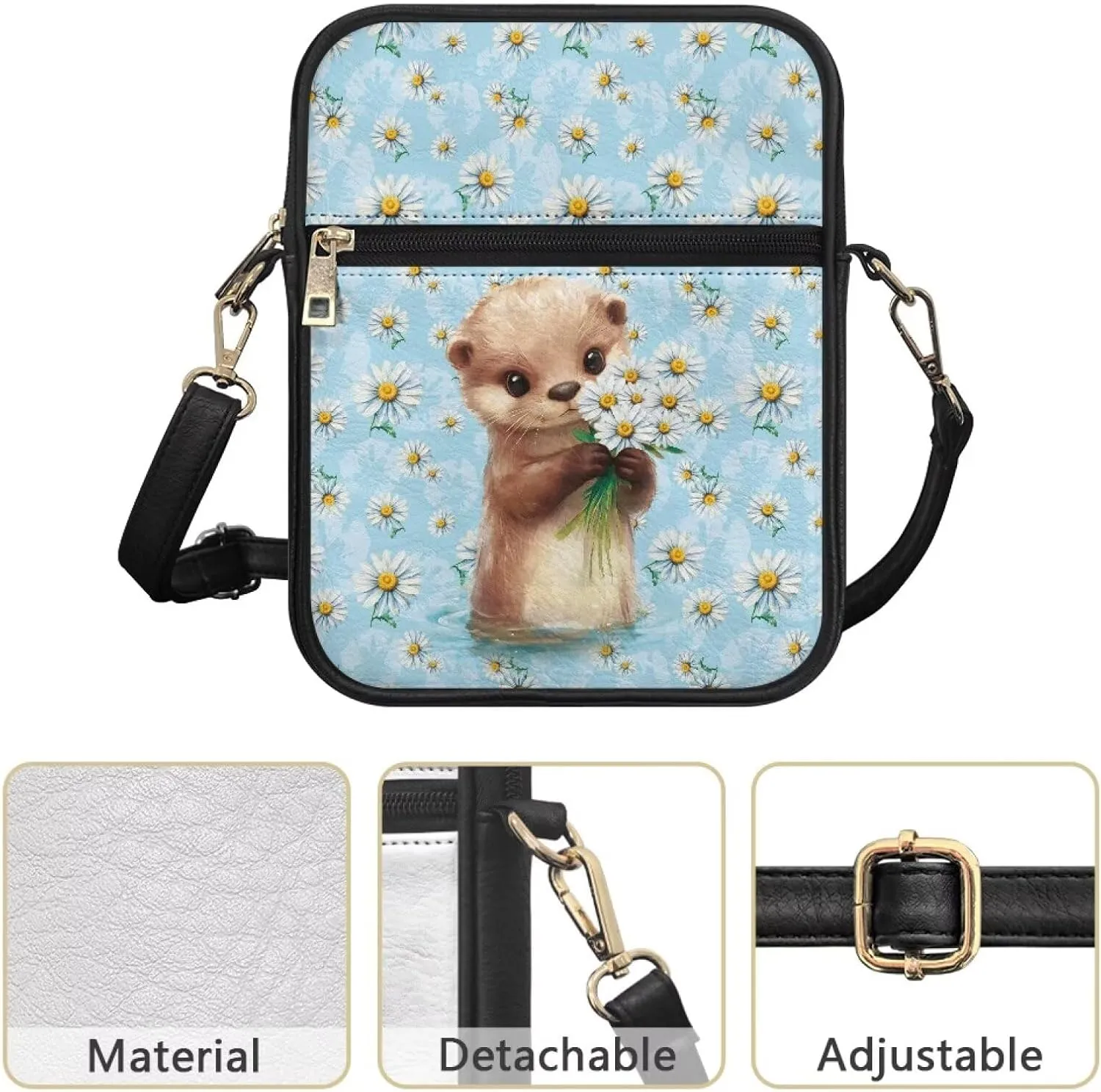 9.5 inch Leather Messenger Bag Sling Bag Crossbody Shoulder Bags for Travel Work Business Men Women