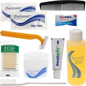 96 Kits - 10 Piece Deluxe Bulk Toiletry Kits for Personal Use, Homeless, Charity - Wholesale Hotel Toiletries Case