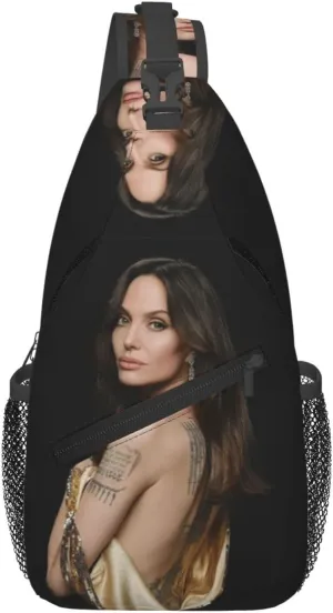 A-ngelina Jolie Crossbody Chest Bag, Crossbody Convertible Shoulder Bag With Front Pocket, Single Shoulder Chest Bag Black