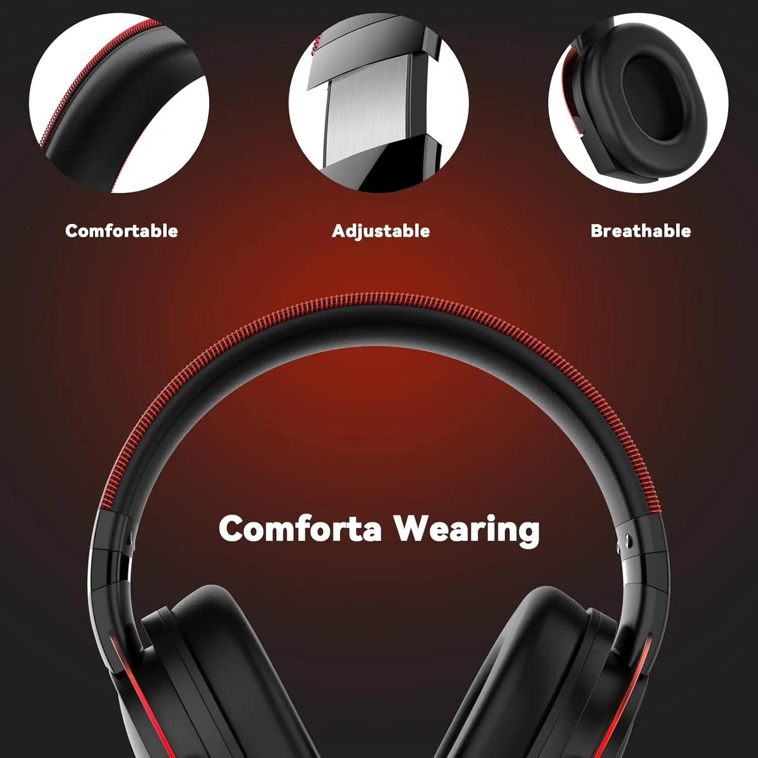 A88 Gaming Headset with Microphone, Stereo Wired Noise Cancelling Over-Ear Headphones with Mic for Pc, Ps5, Xbox One Series X/s, Ps4, Computer, Laptop, Mac, Nintendo, Gamer (Red)