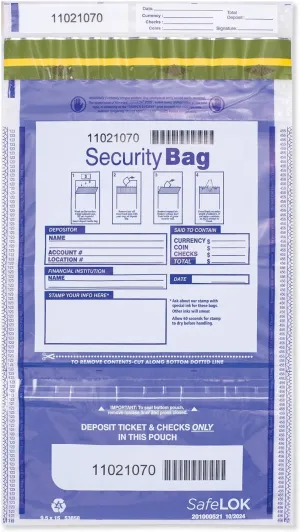 ABC FREEZFraud Dual Pocket Bank Deposit Bags, 9 1/2 x 15", Clear - 100 Bags