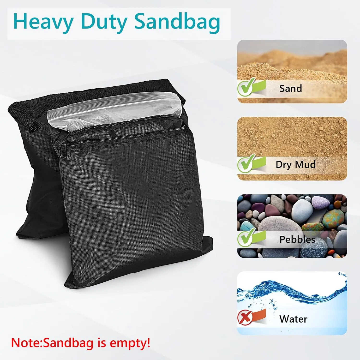 ABCCANOPY Photography Sandbag for Video Stand, Heavy Duty Weight Bags for Light Tripod, Camping Chair, 4 Packs (Black)