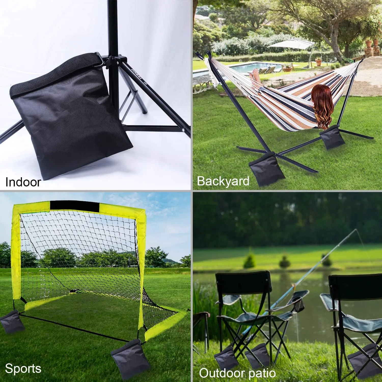 ABCCANOPY Photography Sandbag for Video Stand, Heavy Duty Weight Bags for Light Tripod, Camping Chair, 4 Packs (Black)