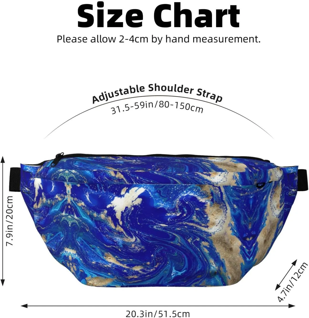 Abstract Marble Stone Multi-Purpose Fanny Pack and Crossbody Bag - High Capacity with Zipper Pockets, Ideal for Men and Women