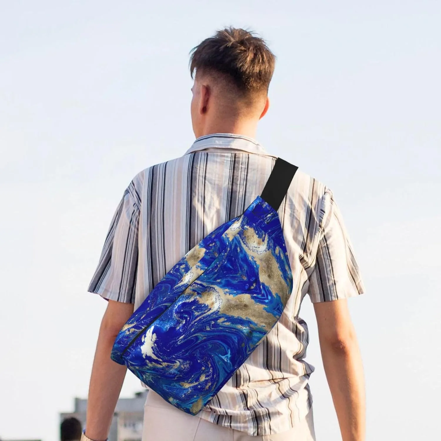 Abstract Marble Stone Multi-Purpose Fanny Pack and Crossbody Bag - High Capacity with Zipper Pockets, Ideal for Men and Women