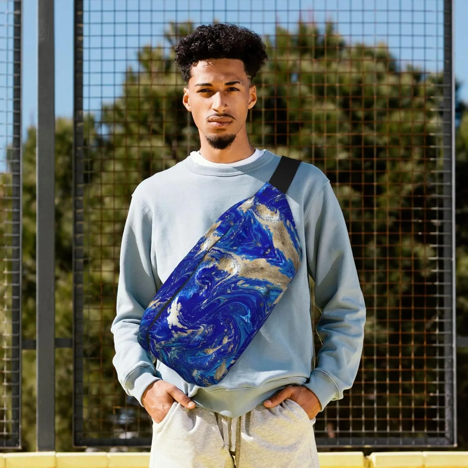 Abstract Marble Stone Multi-Purpose Fanny Pack and Crossbody Bag - High Capacity with Zipper Pockets, Ideal for Men and Women