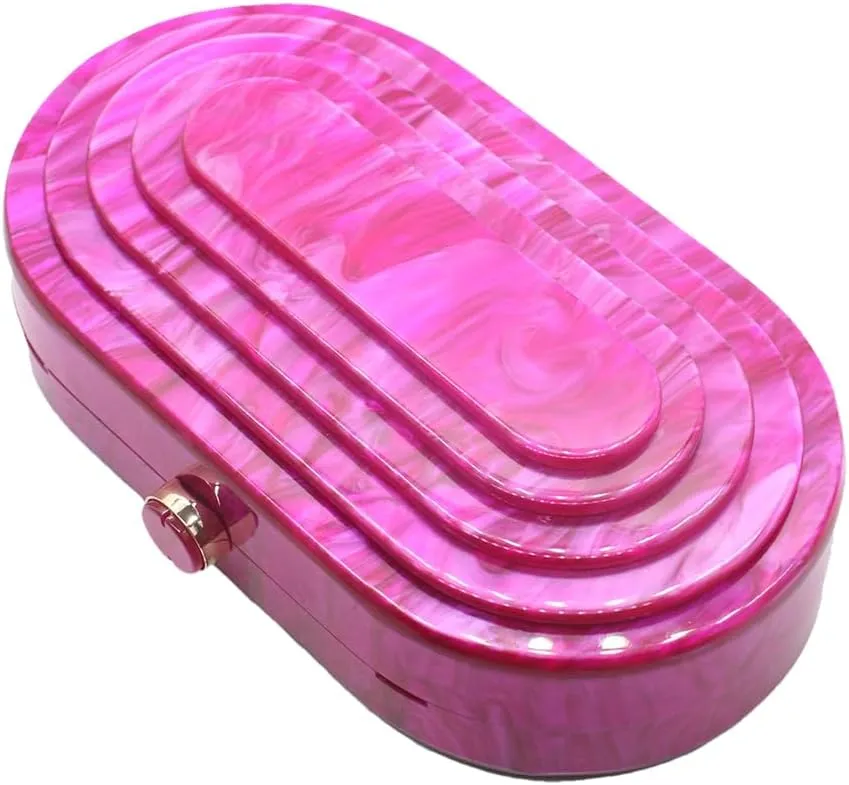 Acrylic Evening Clutch Bag for Women Shell Shape Shoulder Crossbody Bag Glitter Marble Purse Handbag