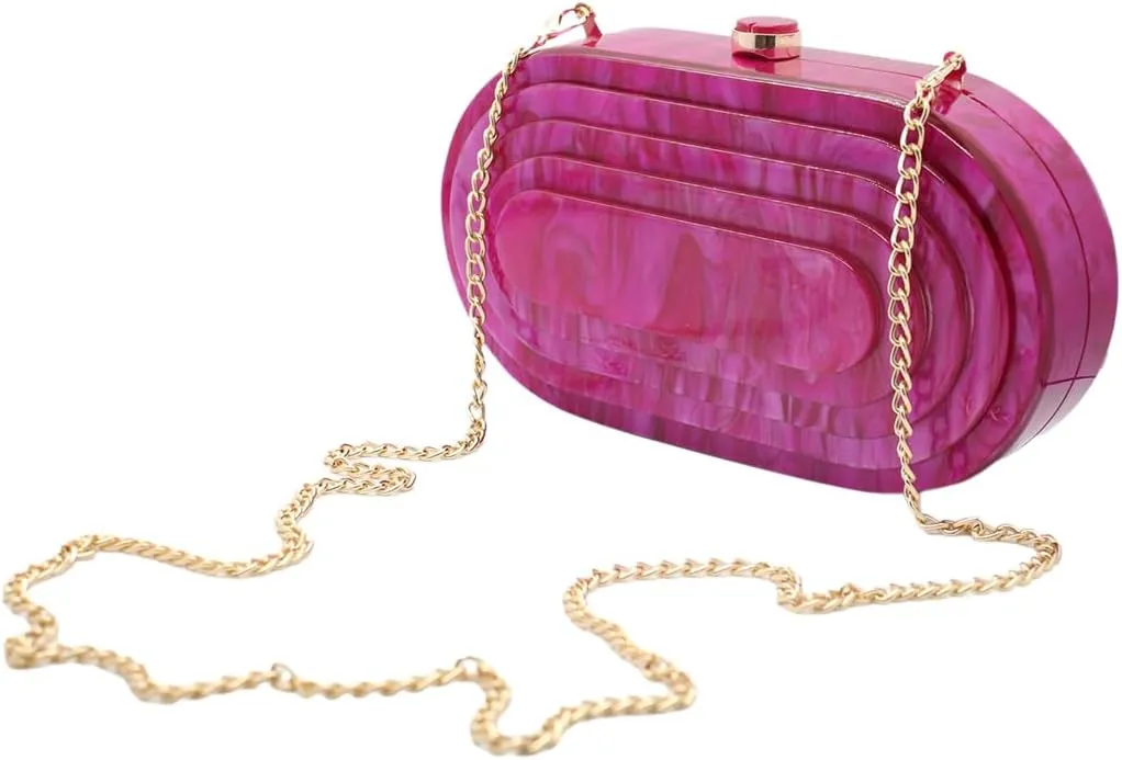 Acrylic Evening Clutch Bag for Women Shell Shape Shoulder Crossbody Bag Glitter Marble Purse Handbag