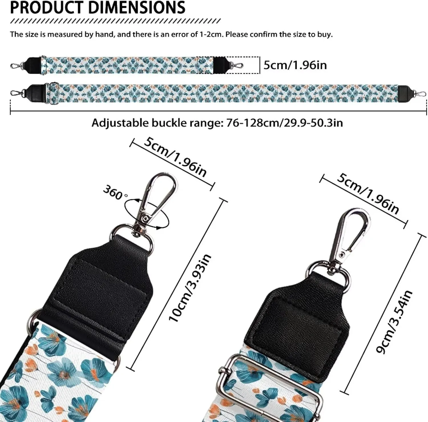 Adjustable Purse Strap Replacement, Wide Shoulder Canvas Bag Strap, Crossbody Handbag Strap