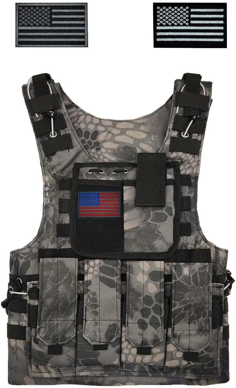 Airsoft Tactical Paintball Vest Black Camo With MOLLE System Adjustable Buckle Fit CS Cosplay gear For Men Women