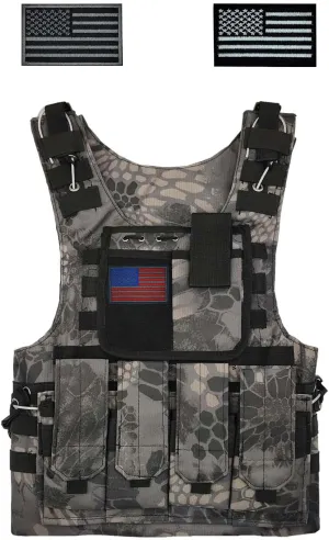 Airsoft Tactical Paintball Vest Black Camo With MOLLE System Adjustable Buckle Fit CS Cosplay gear For Men Women