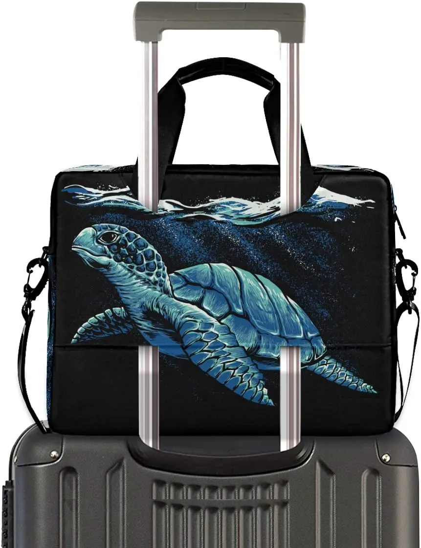 ALAZA Ocean Turtle Art Laptop Case Bag Sleeve Portable Crossbody Messenger Briefcase w/Strap Handle, 13 14 15.6 inch
