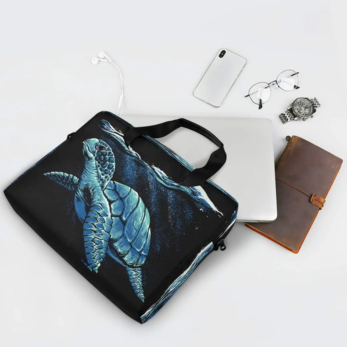 ALAZA Ocean Turtle Art Laptop Case Bag Sleeve Portable Crossbody Messenger Briefcase w/Strap Handle, 13 14 15.6 inch