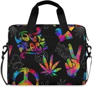 ALAZA Rainbow Peace Love Sign Gesture Laptop Case Bag Sleeve Portable Crossbody Messenger Briefcase w/Strap Handle, 13 14 15.6 inch