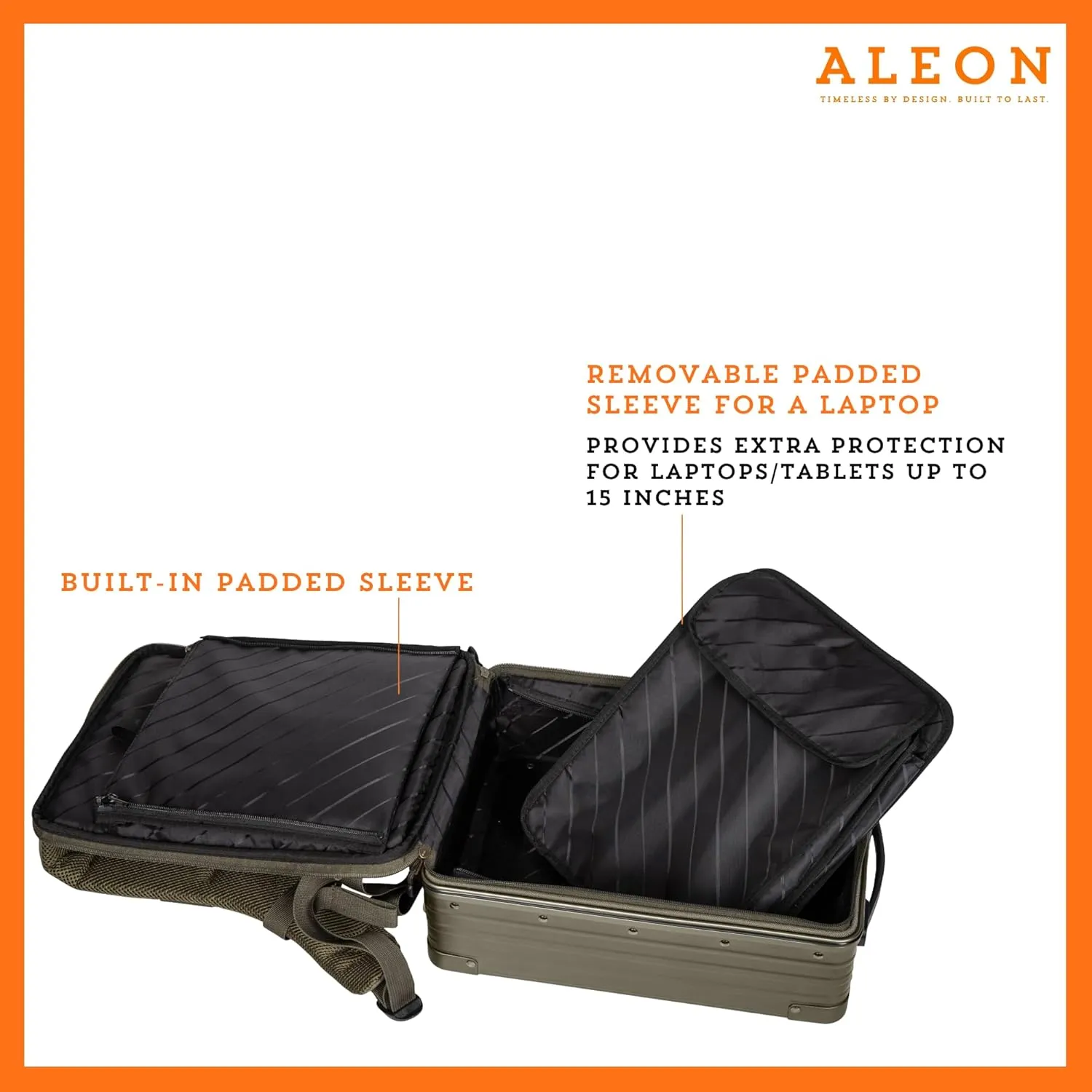 Aleon 16" Hybrid Aluminum Backpack for Men & Women | Fits 13" Laptop | Hard Shell Tech Backpack for Business, Gaming, or Photography (Bronze)