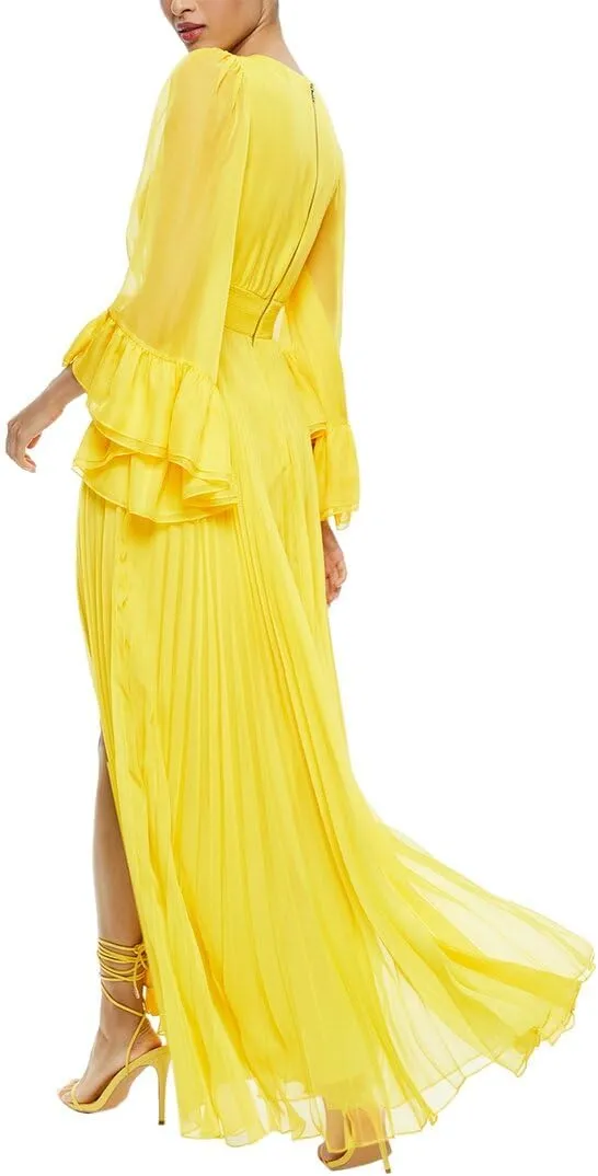 alice   olivia Selene Deep V Pleated Maxi Dress