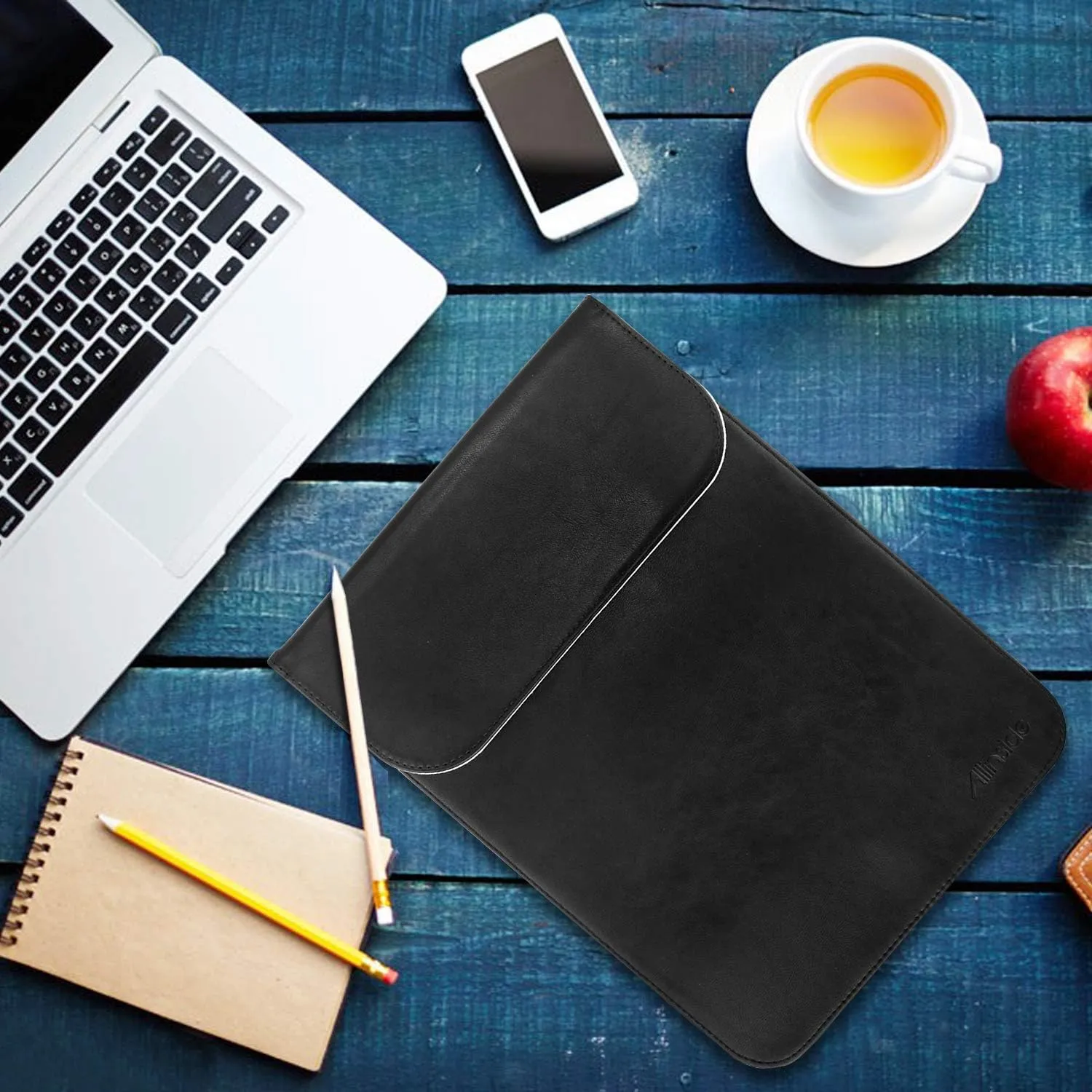 Allinside 15-16" Laptop Sleeve Compatible with MacBook Pro 16 2019-2021 M1 Pro M1 Max (A2485 A2141)/ MacBook Pro 15 2010-2019 (A1990 A1707 A1398), PU Leather Laptop Case, Black