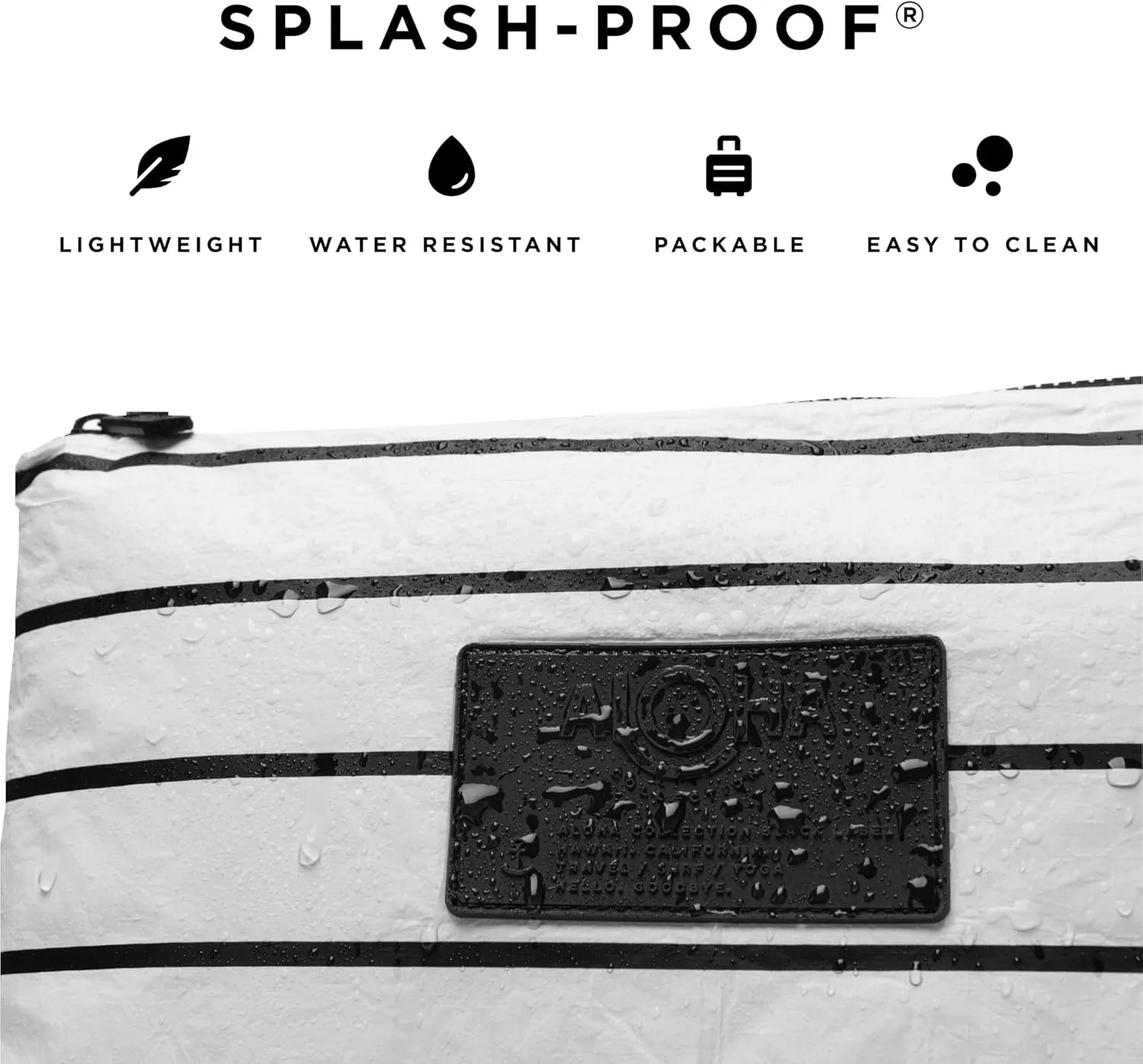 ALOHA Collection Black Mini Hip Pack, Lightweight, Packable, & Splash-Proof - Durable, Washable, & Reusable Fanny Pack for Gym, Beach & Travel, Easy to Clean Material (8.5" x 3.75")