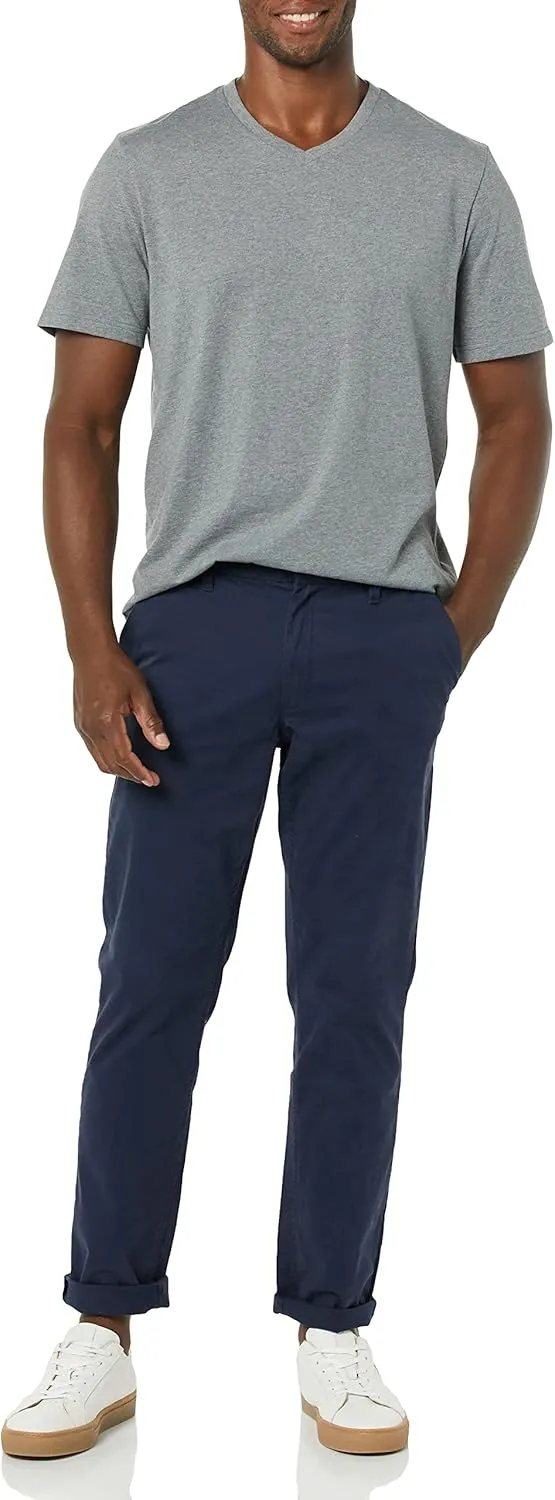 Amazon Essentials Men's T-Shirt Regular-Fit Short-Sleeve V-Neck (Available in Big & Tall), Pack of 2