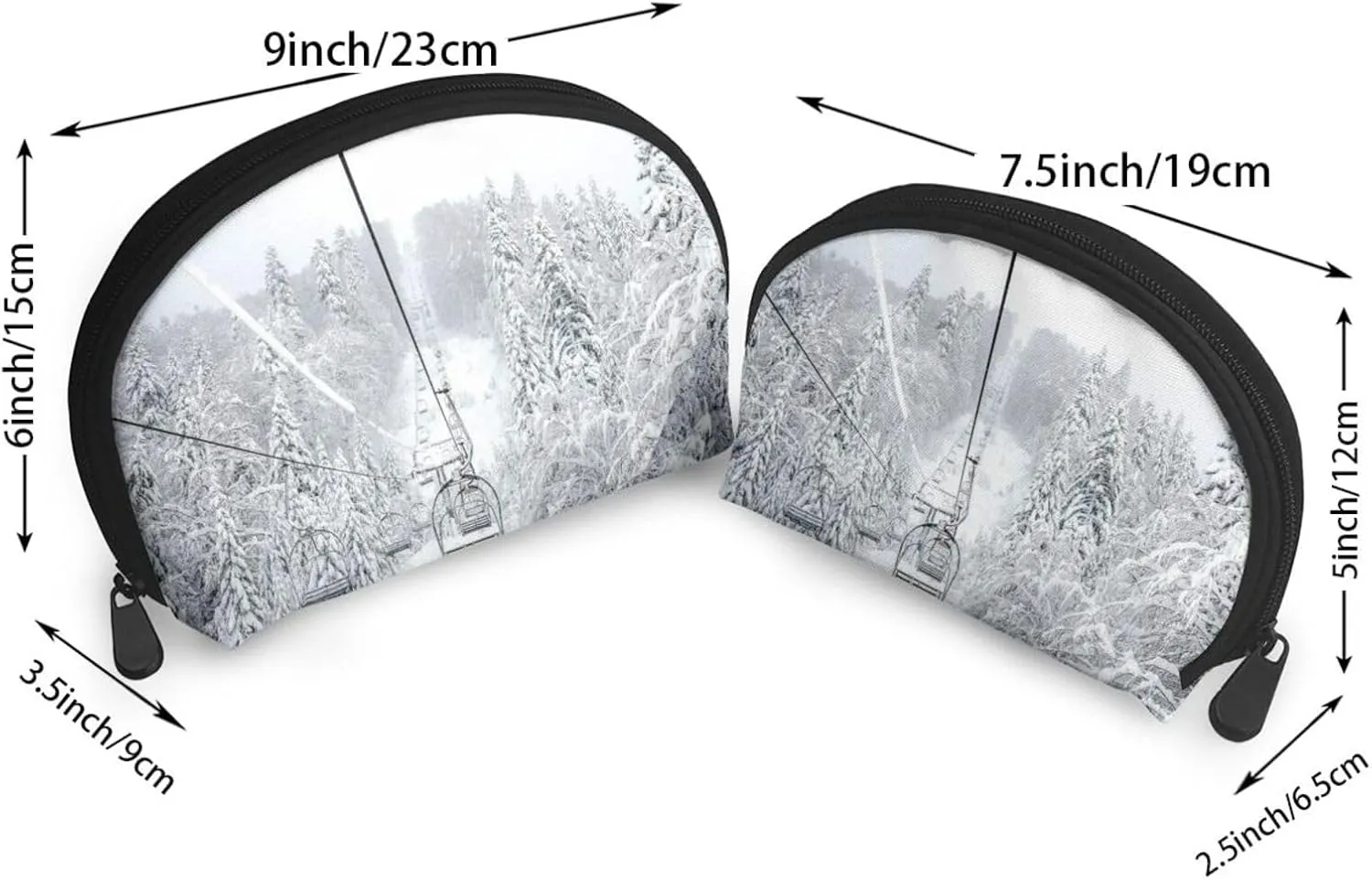 AMAZWI Winter Old Cable Ski Lift 2 Pcs Cosmetic Bags Portable Bag Clutch Pouch Travel Purse With Zipper Handbag Organizer,Unisex, REV11