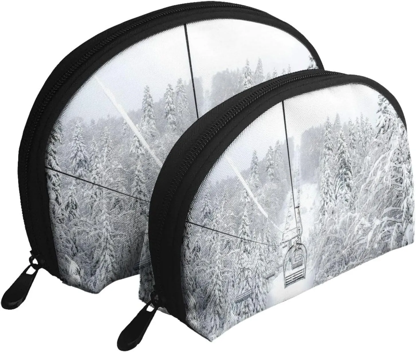 AMAZWI Winter Old Cable Ski Lift 2 Pcs Cosmetic Bags Portable Bag Clutch Pouch Travel Purse With Zipper Handbag Organizer,Unisex, REV11