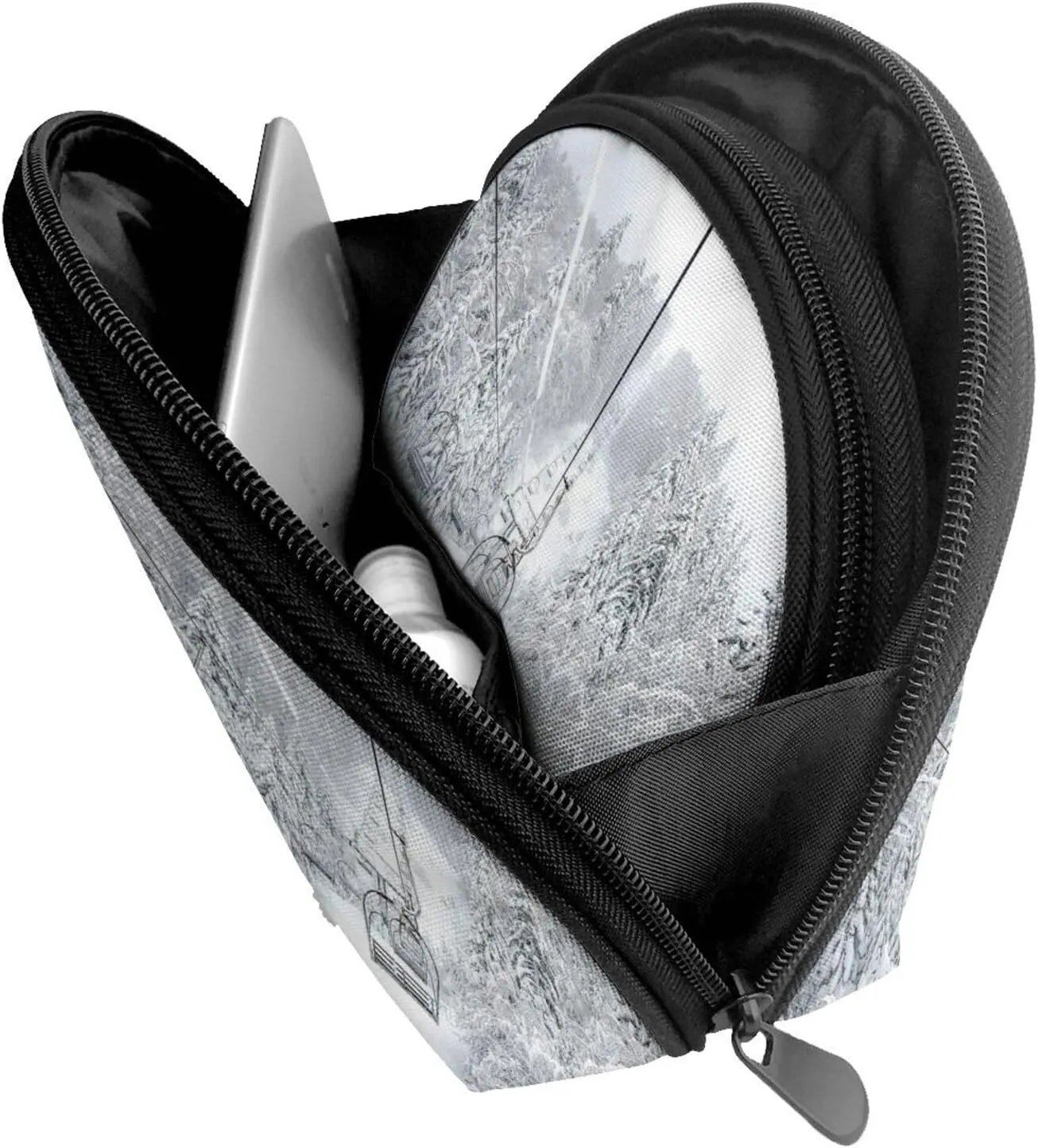 AMAZWI Winter Old Cable Ski Lift 2 Pcs Cosmetic Bags Portable Bag Clutch Pouch Travel Purse With Zipper Handbag Organizer,Unisex, REV11