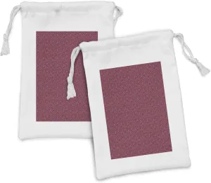 Ambesonne Botanical Fabric Pouch Set of 2, Spring Flowers Leafy Branches Repetition, Small Drawstring Bag for Toiletries Masks and Favors, 9" x 6", Raspberry Eggplant