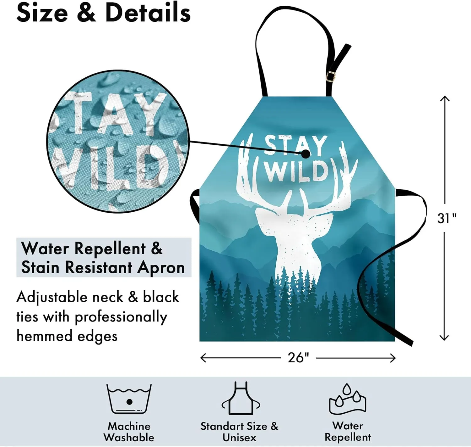 Ambesonne Digital Printed Multicolor Aprons
