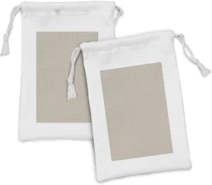 Ambesonne Vintage Fabric Pouch Set of 2, Classic Motifs Traditional Ornaments Floral Details in Muted Colors Art, Small Drawstring Bag for Toiletries Masks and Favors, 9" x 6", Dark Eggshell White