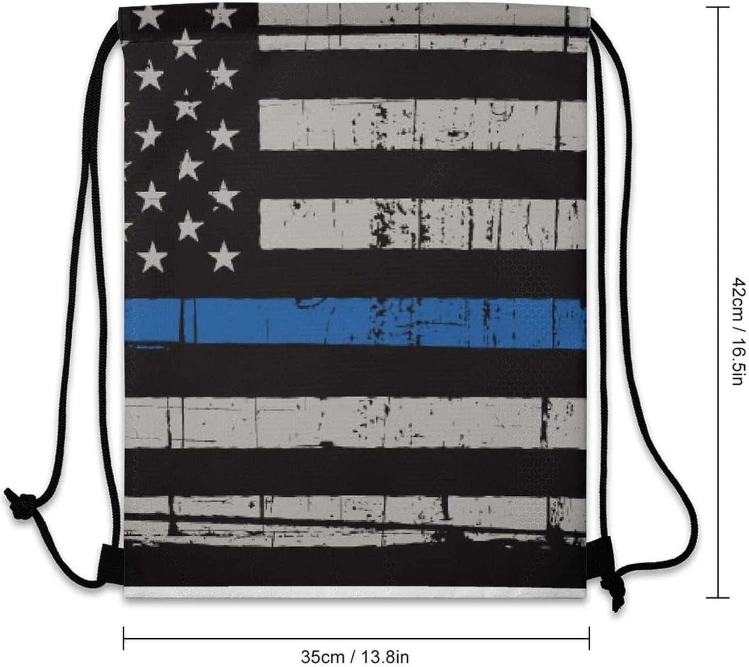 American Police Blue Line Flag Large Capacity Portable Drawstring Pocket Unisex