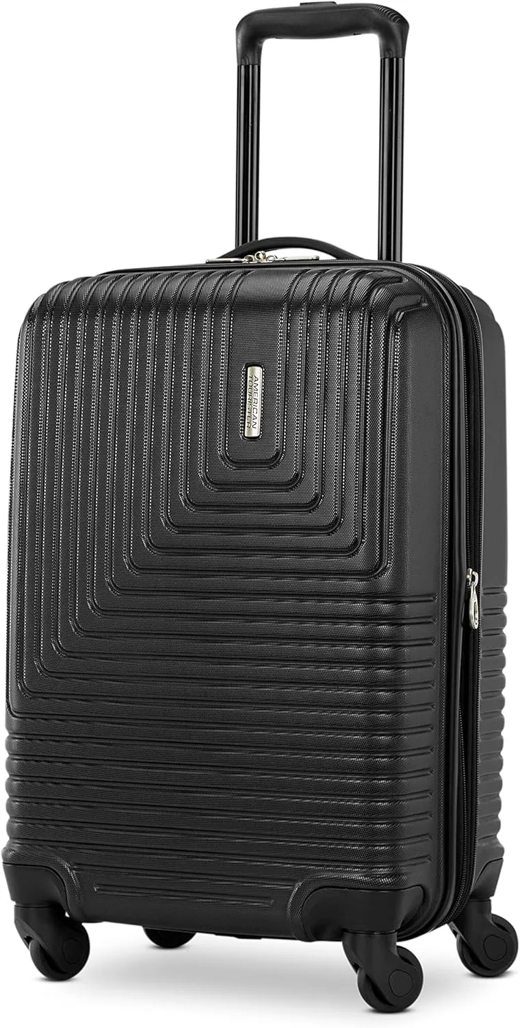 American Tourister Groove Hardside Luggage with Spinner Wheels, Black, 3-Piece Set (Carry On, Medium, Large)