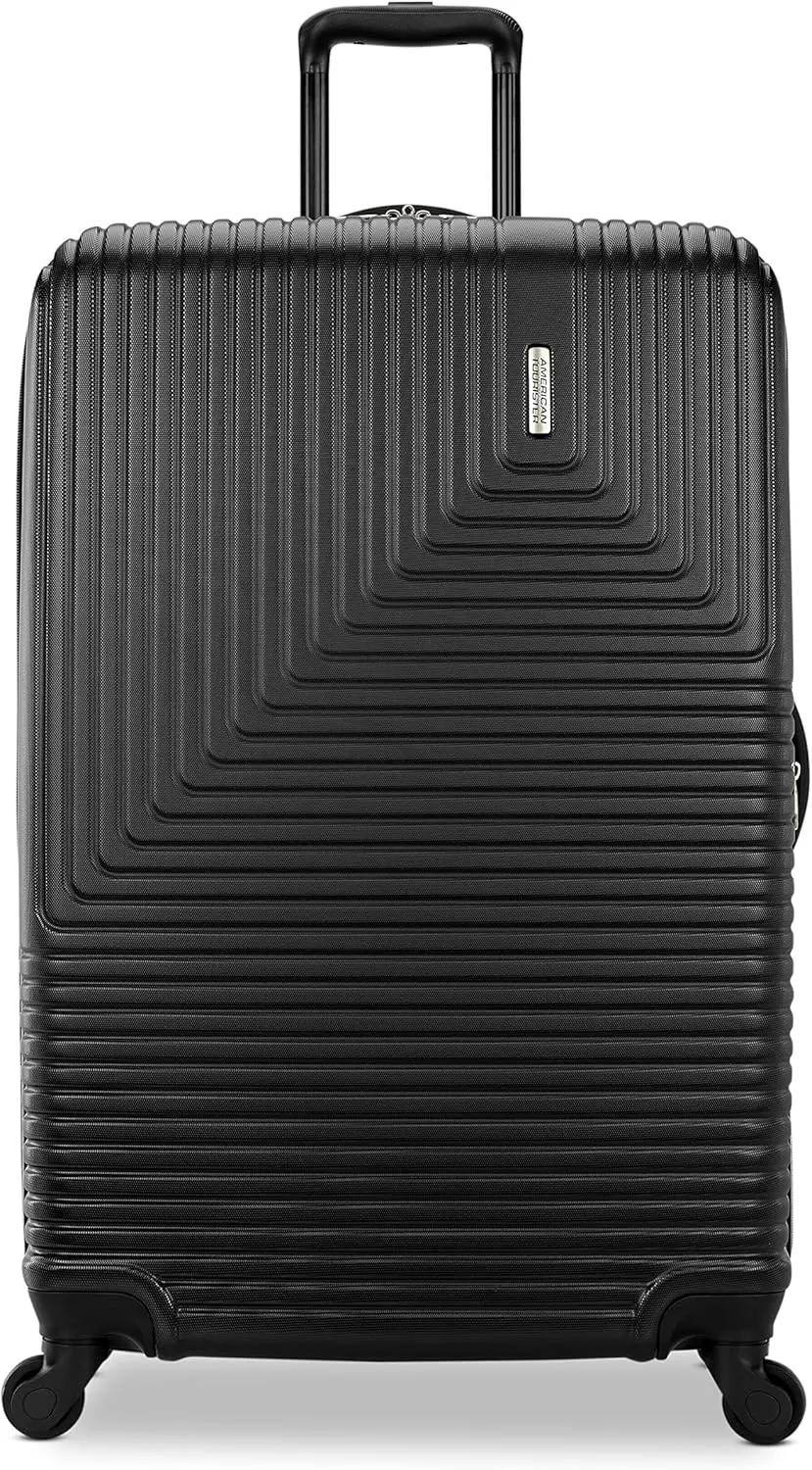 American Tourister Groove Hardside Luggage with Spinner Wheels, Black, 3-Piece Set (Carry On, Medium, Large)