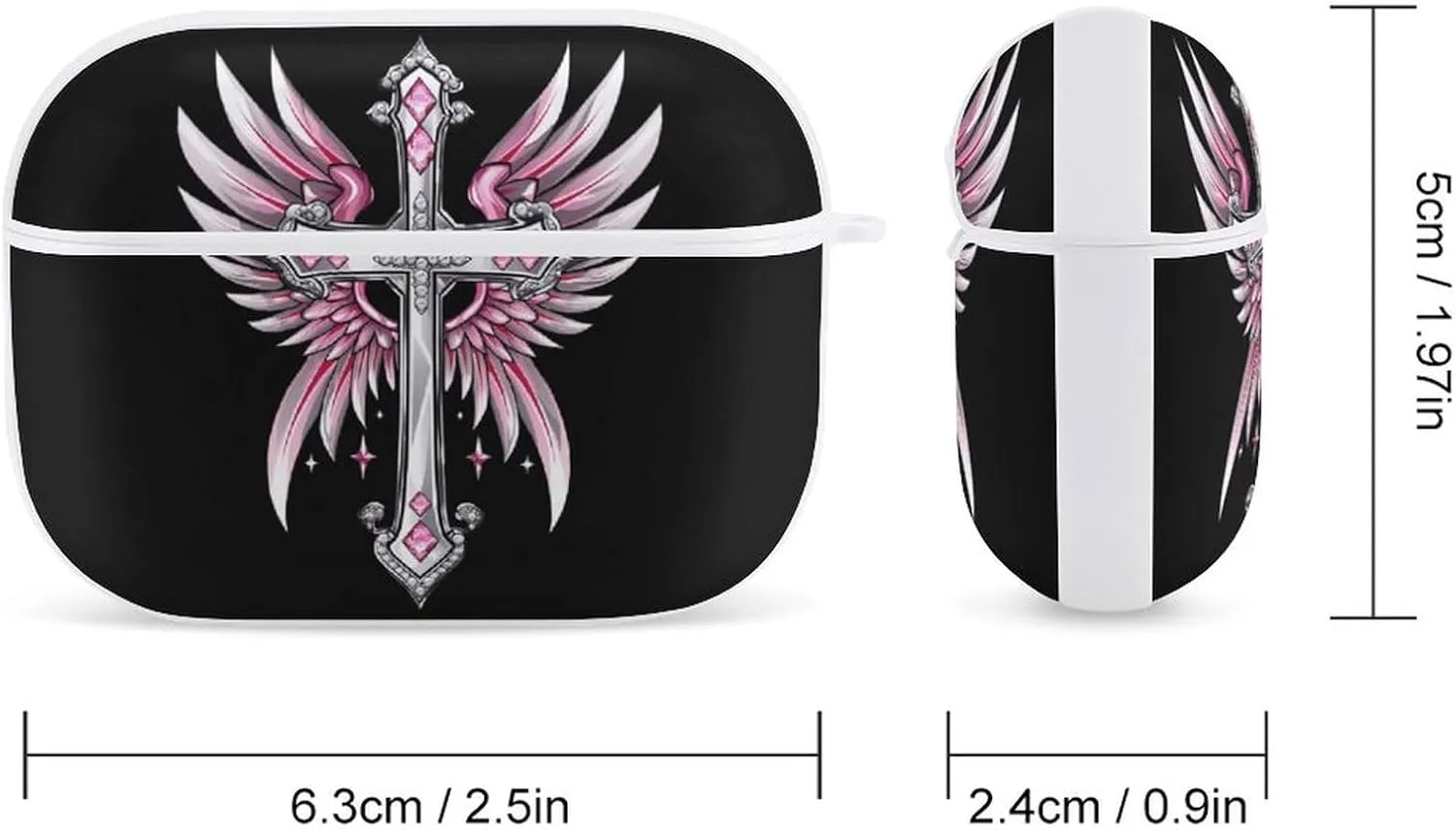 Angel Wings Diamond Cross Funny Hard Case Compatible with Airpods Pro Earbuds Headset Cover Protective Storage Bag for Men Women