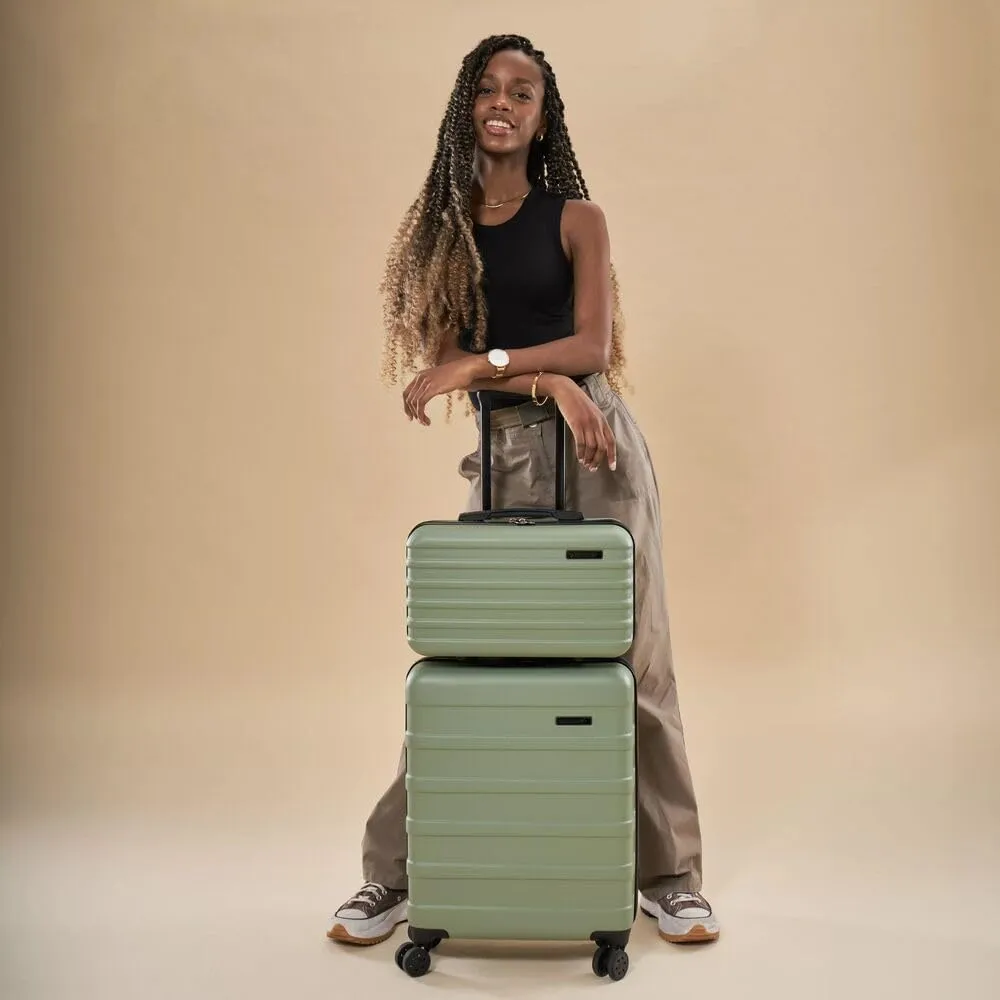 Anode 44L 55x40x20cm (22x16x8inch) Carry On Hand Luggage Suitcase - Lightweight, Hard Shell, 4 Wheels, 3 Digit Combination Lock (Bodo Green)