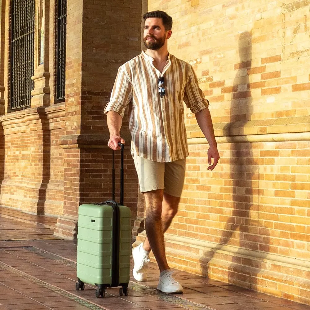 Anode 44L 55x40x20cm (22x16x8inch) Carry On Hand Luggage Suitcase - Lightweight, Hard Shell, 4 Wheels, 3 Digit Combination Lock (Bodo Green)