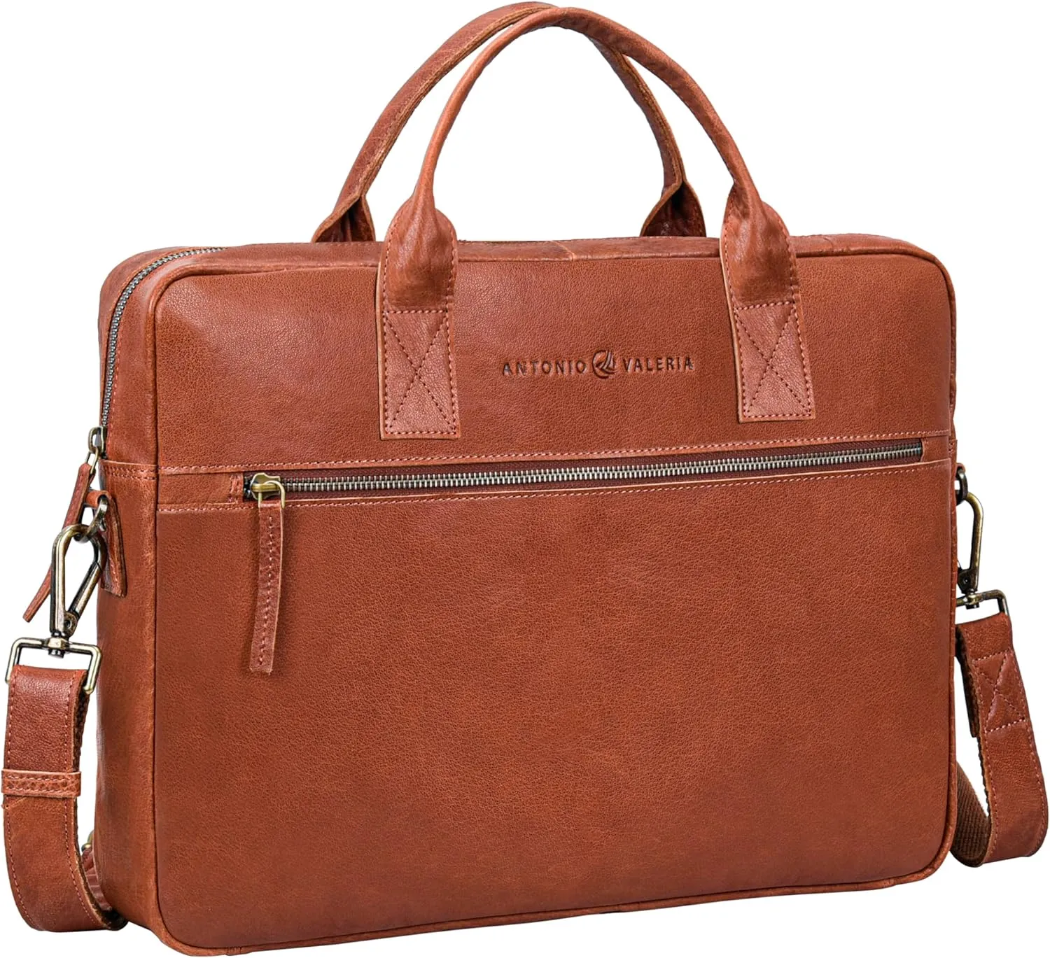 ANTONIO VALERIA Andy Washed Leather Laptop Messenger Bag for Men