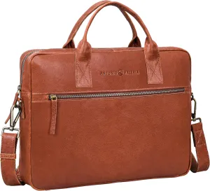 ANTONIO VALERIA Andy Washed Leather Laptop Messenger Bag for Men