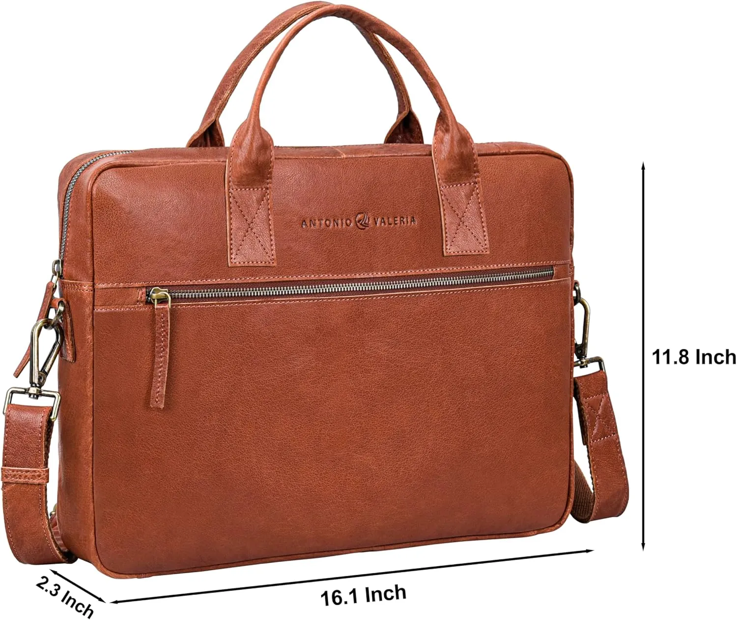 ANTONIO VALERIA Andy Washed Leather Laptop Messenger Bag for Men