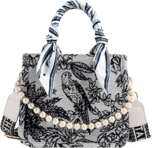 APLUSH Women Handbags Fashion Canvas Tote Bag Large Capacity Jacquard Retro Exquisite Shoulder Bag,Black,21 * 18 * 9cm