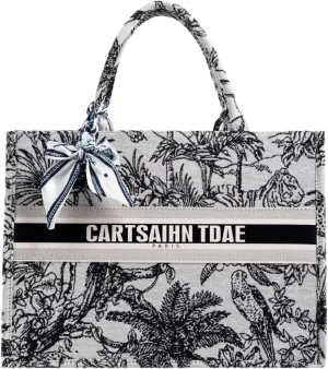 APLUSH Women Handbags Fashion Canvas Tote Bag Large Capacity Jacquard Retro Exquisite Shoulder Bag,Black,38 * 28 * 13cm