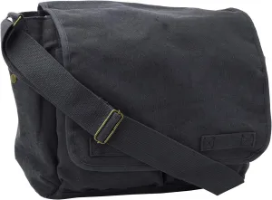 ARMYU Black Original Heavyweight Cotton Canvas Classic Heavyweight Military Messenger Bag   Streamer