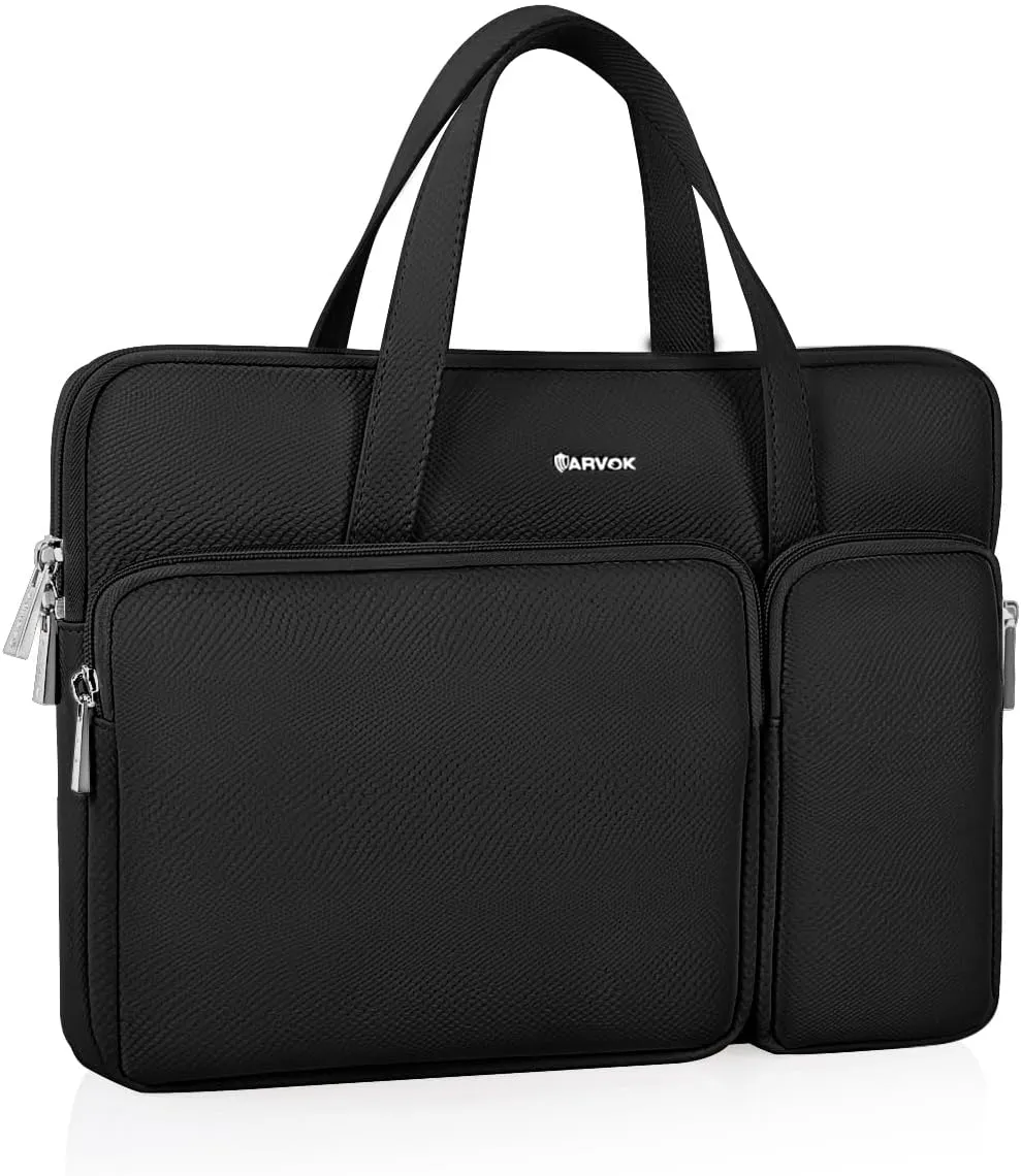 ARVOK 13 13.3 14 inch Leather Laptop Sleeve Case Water-Resistant Protective Briefcase for MacBook Air/MacBook Pro 13-14 inch(M3-M1)/HP Chromebook, Portable Bag for HP/Dell/Lenovo/Asus/Acer/Samsung