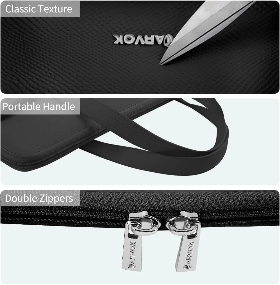 ARVOK 13 13.3 14 inch Leather Laptop Sleeve Case Water-Resistant Protective Briefcase for MacBook Air/MacBook Pro 13-14 inch(M3-M1)/HP Chromebook, Portable Bag for HP/Dell/Lenovo/Asus/Acer/Samsung