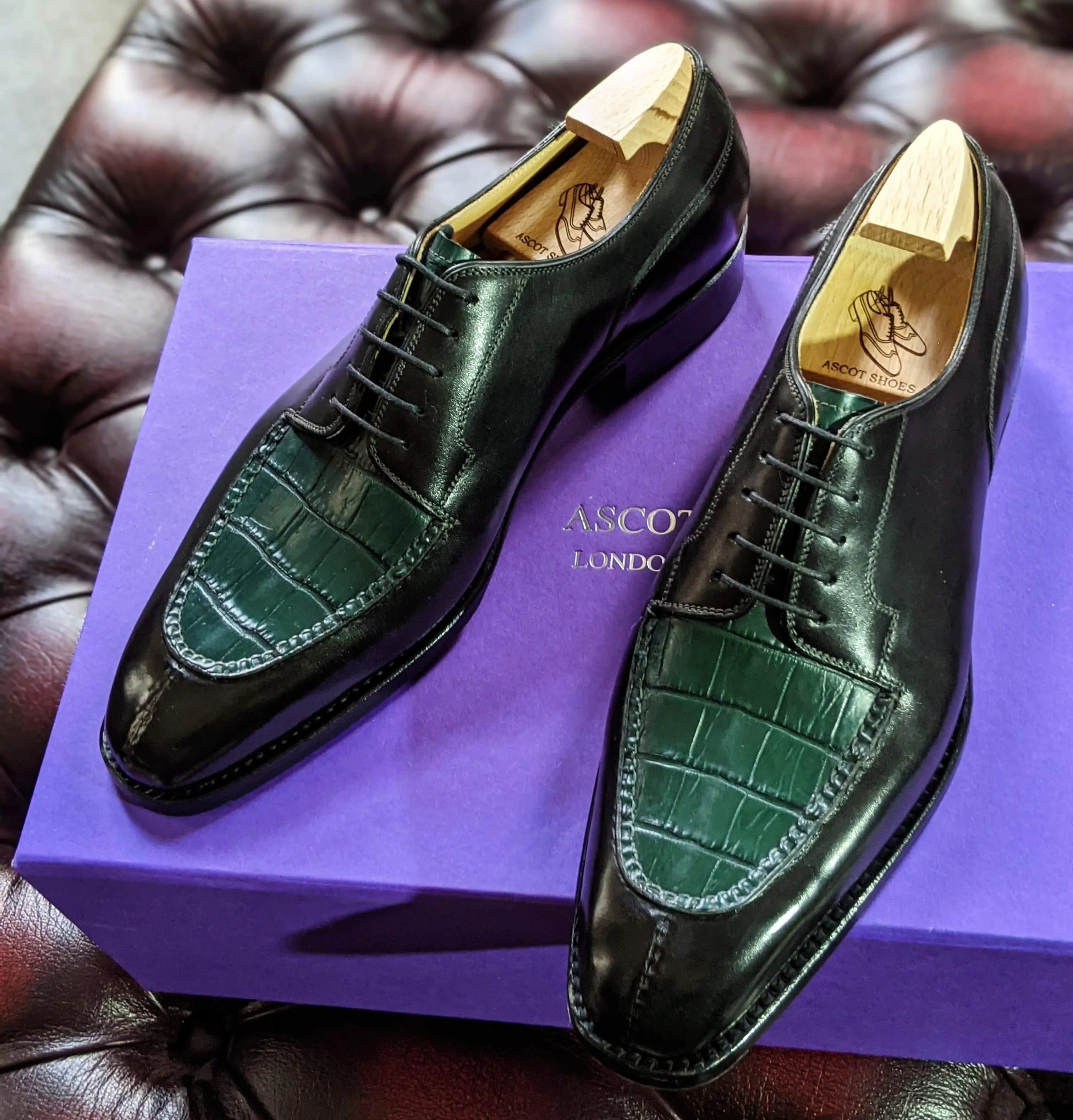Ascot Kaan - Green Alligator & Black Calf