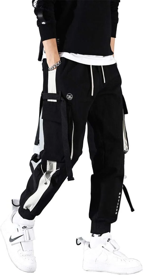 Astellarie Mens Casual Pants Multi-Pockets Fashion Cargo Joggers Gym Drawstring Long Pants