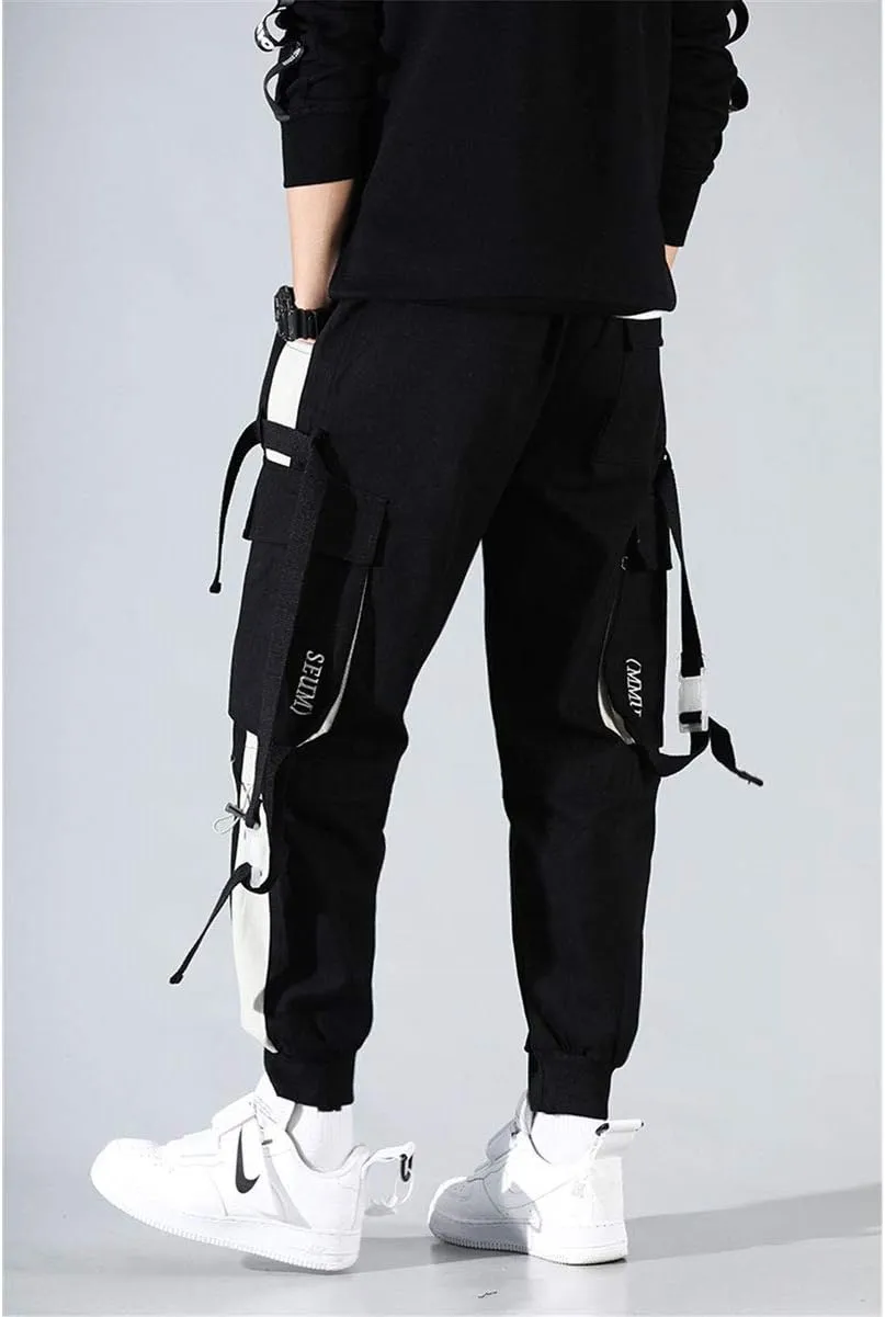 Astellarie Mens Casual Pants Multi-Pockets Fashion Cargo Joggers Gym Drawstring Long Pants