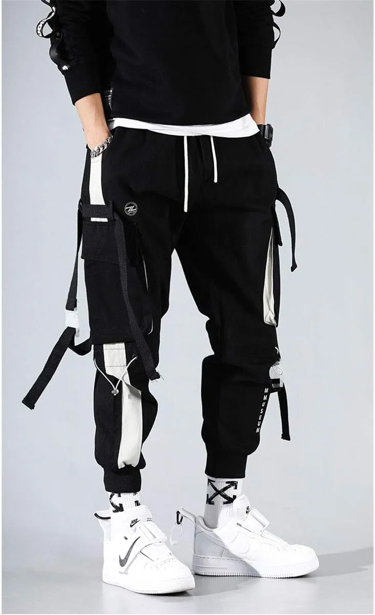 Astellarie Mens Casual Pants Multi-Pockets Fashion Cargo Joggers Gym Drawstring Long Pants