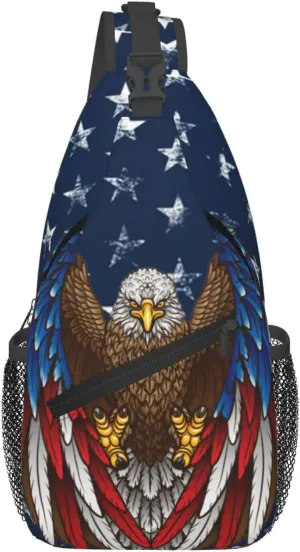 ASYG American Sling Bag American Crossbody Chest Daypack Casual Backpack Bag for America Flag Shoulder Bag