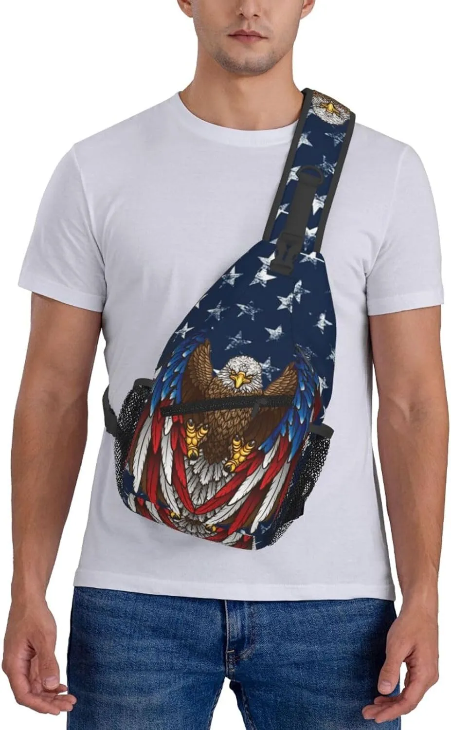 ASYG American Sling Bag American Crossbody Chest Daypack Casual Backpack Bag for America Flag Shoulder Bag